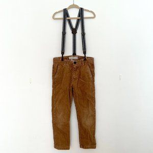 H&M BOY Brown Corduroy Pants with Suspenders SIZE US4-5
